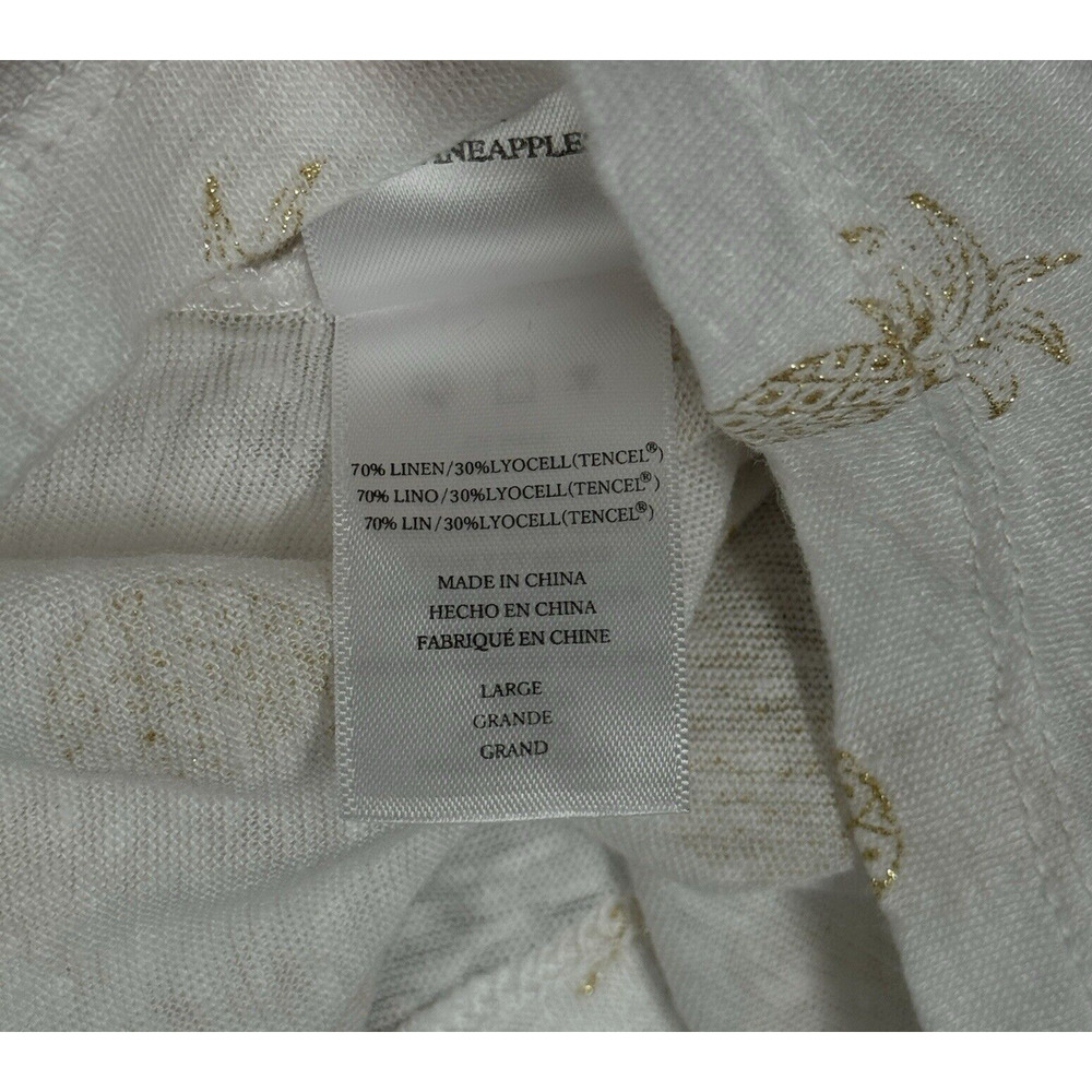 Rails Shirt Womens Large Billie Top White Gold Pineapples Cropped Neutral Casual - Picture 8 of 11